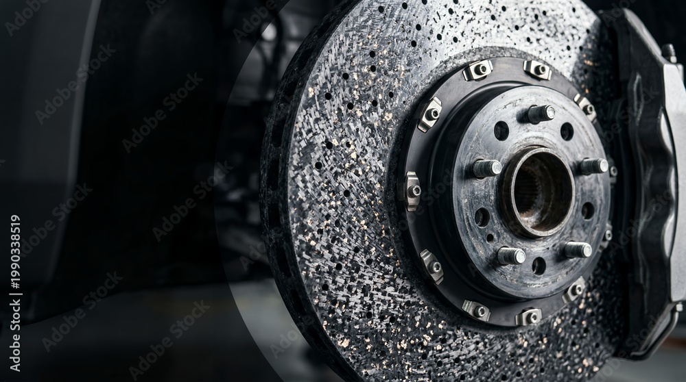 Fototapeta premium High Performance Carbon Ceramic Brake Disk for Sports Car in a Professional Workshop