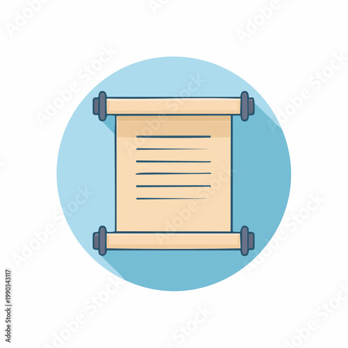 Vector Illustration of a Scroll with Lines of Text