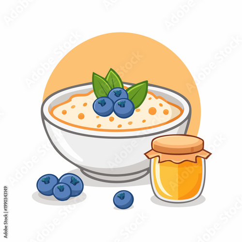 Oatmeal with blueberries and honey