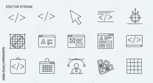 Collection of Web Development and Coding Icons.