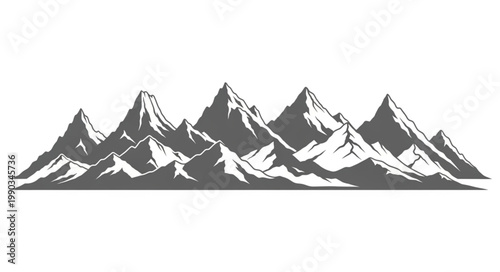 Majestic Mountain Range Silhouette Graphic Design.