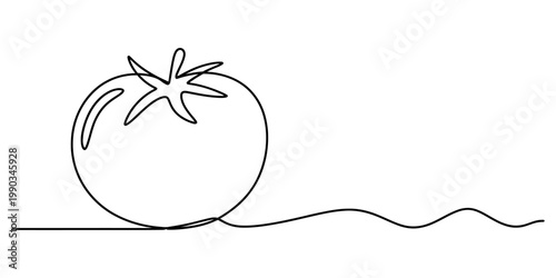 A single continuous line drawing of a fresh red tomato on a simple white background for design Vector, illustration