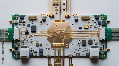 Close-up of a vibrant circuit board with intricate pathways and glowing components, showcasing the beauty of technology and innovation.