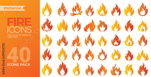 Fire and Flame Icons Collection for Heat, Energy, Safety and Warning Symbols