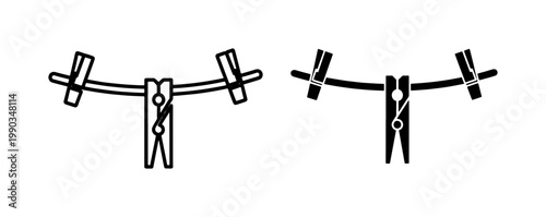Clothespin icons hanging on laundry line vector illustration