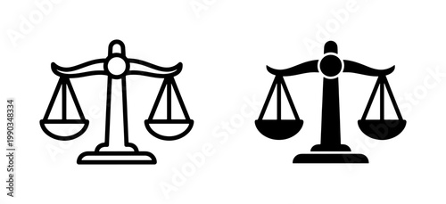 Scales of Justice Linear and Solid Icon Set