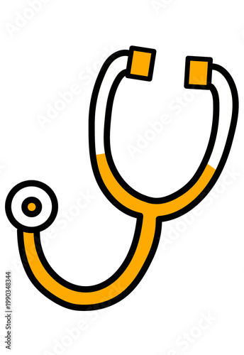 Orange stethoscope medical icon on white background
