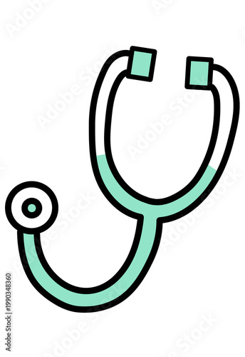 Mint green stethoscope medical icon on white background
