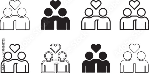 Isolated Relationship bonding illustration, relationship bonding illustration, love connection, emotional support, couple lifestyle, trust care concept, vector icon set