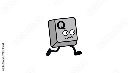 Anxious Running Keyboard Key Character Illustration for Tech Humor Office Productivity Stress and Geek Culture Sticker Design