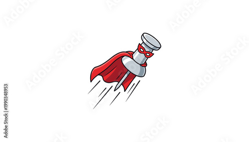 Superhero Chess Piece Flying with Cape Illustration for Strategy Leadership Power Concept Game Culture and Merchandise Design