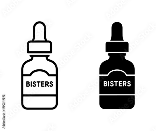 Dropper bottle icon set for medicine or essential oil