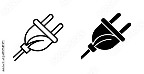 Foto Green Energy Eco Electric Plug Leaf Icon Set