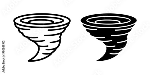 Tornado Hurricane Icon Set in Outline and Solid Style