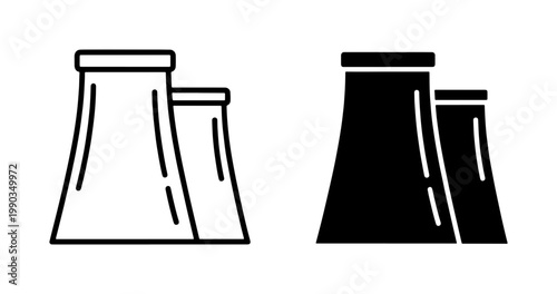 Nuclear Power Plant Cooling Tower Icon Set