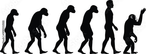Human Evolution Silhouette Set Showing Ape to Modern Man Progression in Black Style for Science Education, Anthropology Design, History Graphics, and Creative Projects.