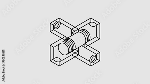 Orthogonal robotics joint schematic – Perfect for industrial automation, mechanical engineering, or modular hardware components.