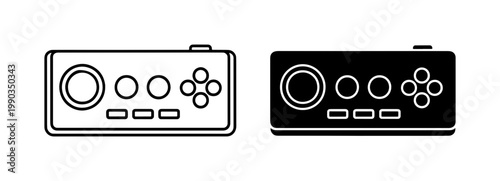 Retro Gamepad Line and Glyph Icon Set