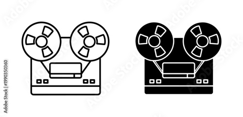 Vintage Reel to Tape Recorder Icon Set