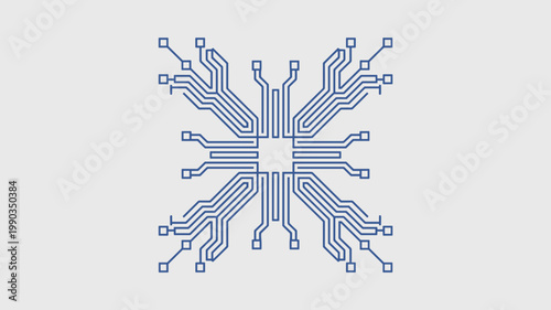 Cardinal trace logic hub – Suitable for networking hardware, integrated circuit pathways, or centralized data processing.