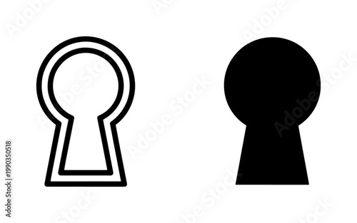 Minimalist Keyhole Outline and Solid Black Silhouette Icons