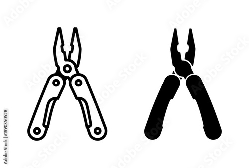 Multitool Pliers Icon Set for Pocket Hardware Design