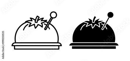 Tomato pincushion icon set for sewing and tailoring