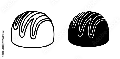 Chocolate Truffle Praline Icon Set in Outline and Solid Style