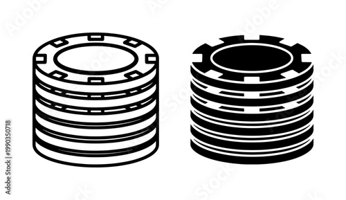 Stacked Casino Poker Chips Vector Icon Set