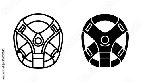 Baby Stroller Safety Harness Icon Set