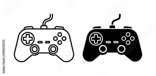 Gamepad Controller Line and Glyph Icon Set