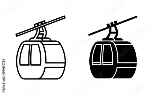 Cable Car Gondola Lift Icon Set
