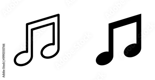 Black musical note icons in outline and solid style