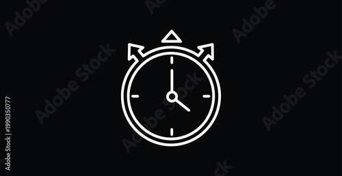 Free Download A minimalist white stopwatch icon on a black background for time management and productivity concepts - GFXLoad