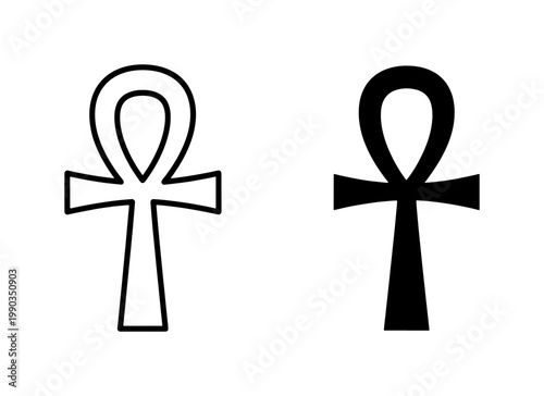 Egyptian Ankh Cross Life Symbol Black Outline Icons