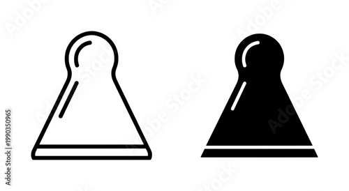 Board Game Pawn Icon Set in Outline and Solid Style