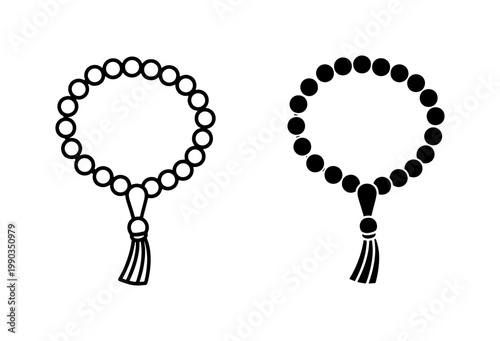 Islamic Prayer Beads Icon Set with Tassel