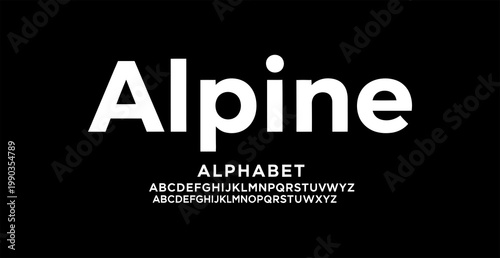 Modern clean Alpine bold sans serif alphabet text display