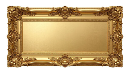 Gold Ornate Frame PNG Transparent Background – Elegant PNG Featuring Vintage Border, Decorative Design, Luxury Art Concept, and Classic Baroque Style in Shiny Gold Tone