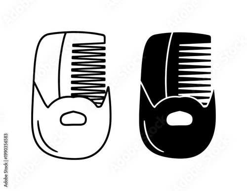 Beard Comb Icon Set for Barber Shop Grooming