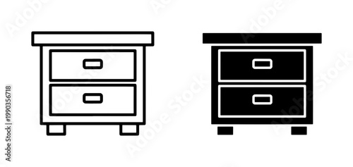 Modern Nightstand Icon Set with Two Drawers