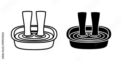Foot Soak Basin Icon Set for Spa and Wellness