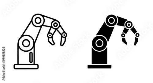 Industrial Robotic Arm Icon Set for Automation and Manufacturing