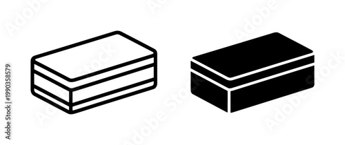 Minimalist Rectangular Box Icon Set in Line and Solid Style