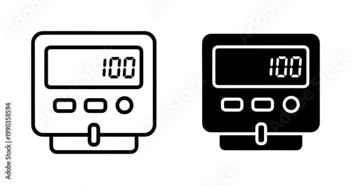 Digital Kitchen Timer Icon Set with LCD Display