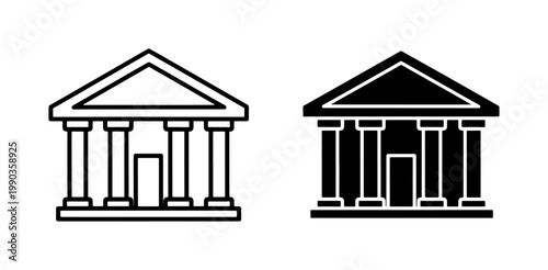 Classical Bank Building Icon Set with Columns