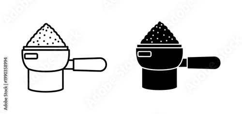 Espresso Portafilter Icon Set with Ground Coffee