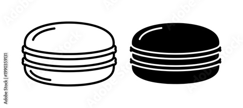 Macaron Icon Set in Black and White Outline Style