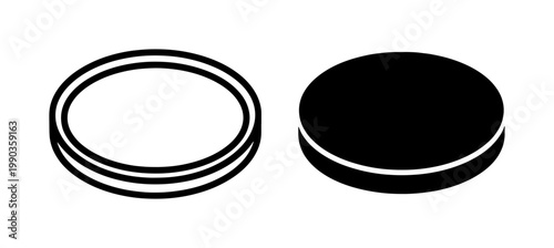 Isometric Petri Dish Outline and Solid Vector Icons