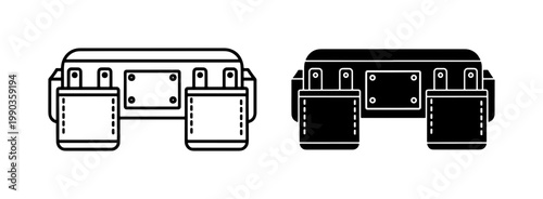 Construction Tool Belt Icon Set in Outline and Solid Style